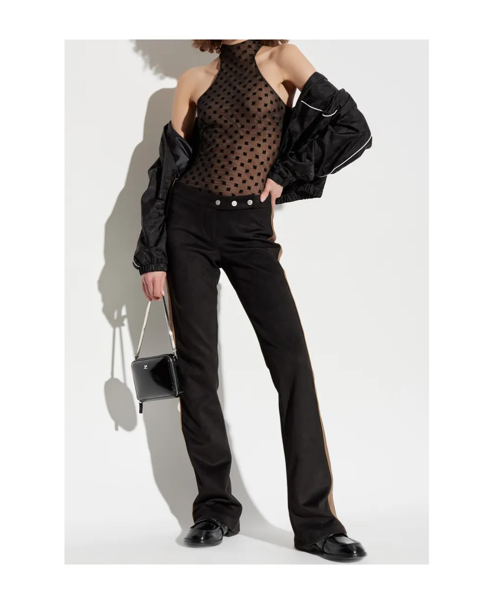 Stripe-Detail Flared Trousers