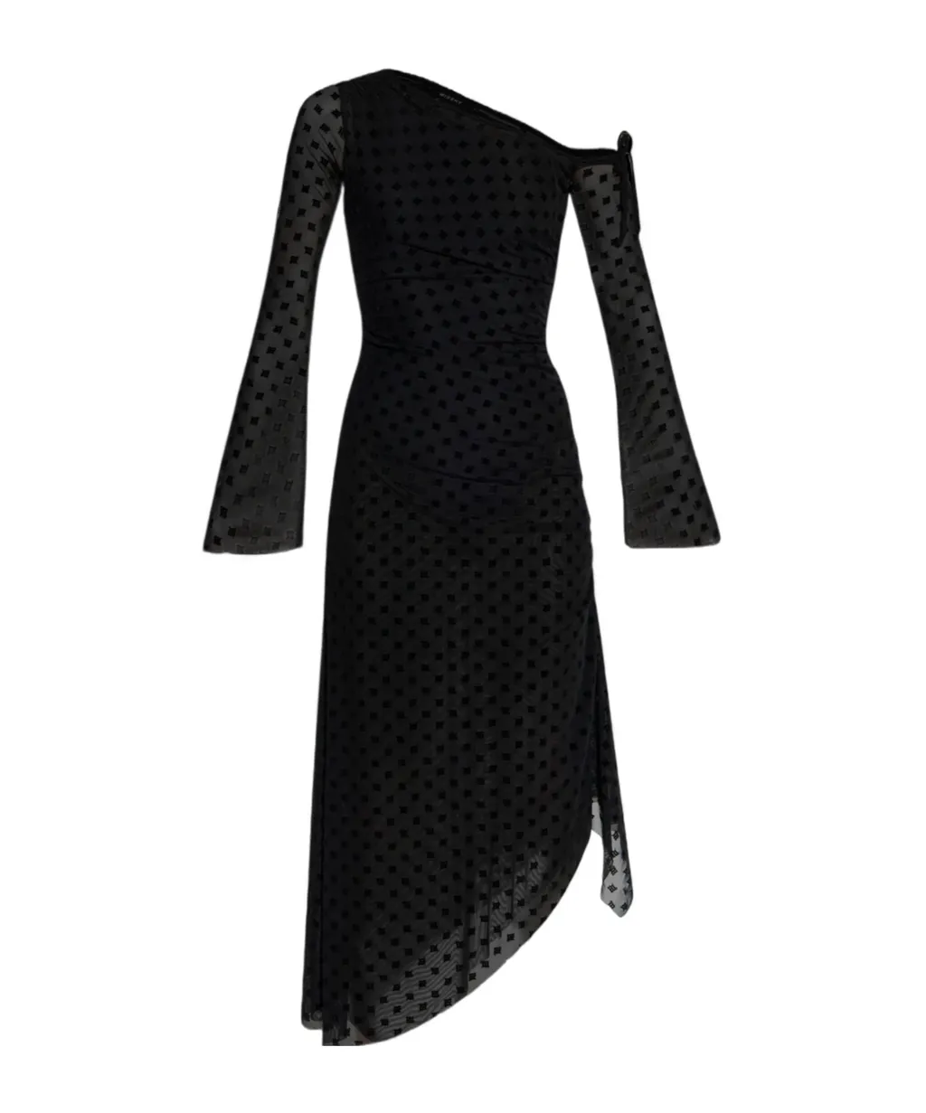 Logo-Flocked Midi Dress