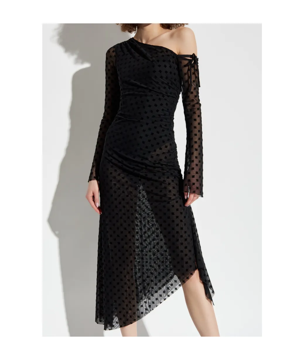 Logo-Flocked Midi Dress