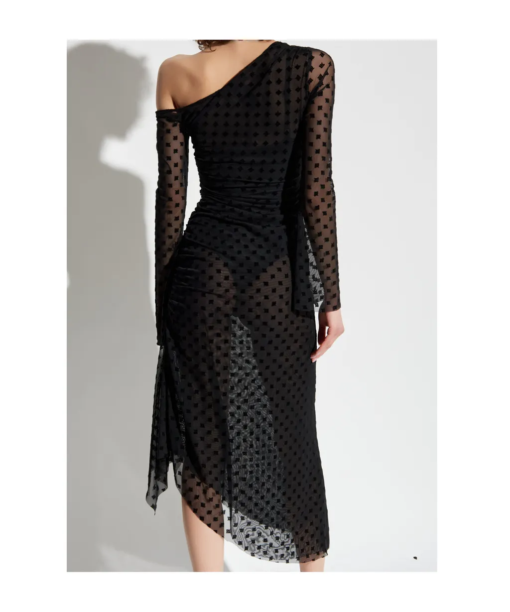 Logo-Flocked Midi Dress