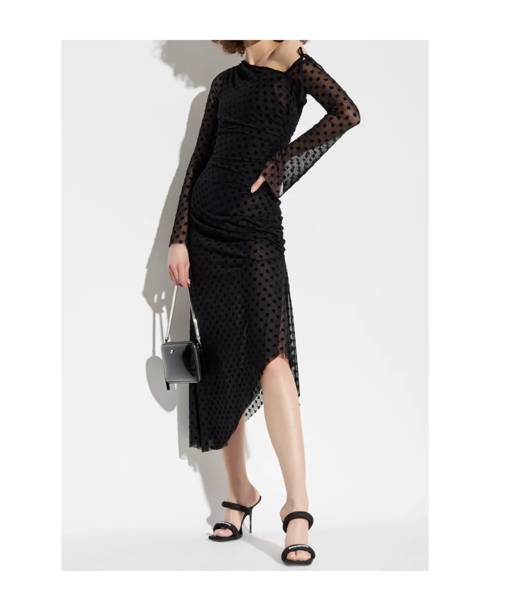 Logo-Flocked Midi Dress