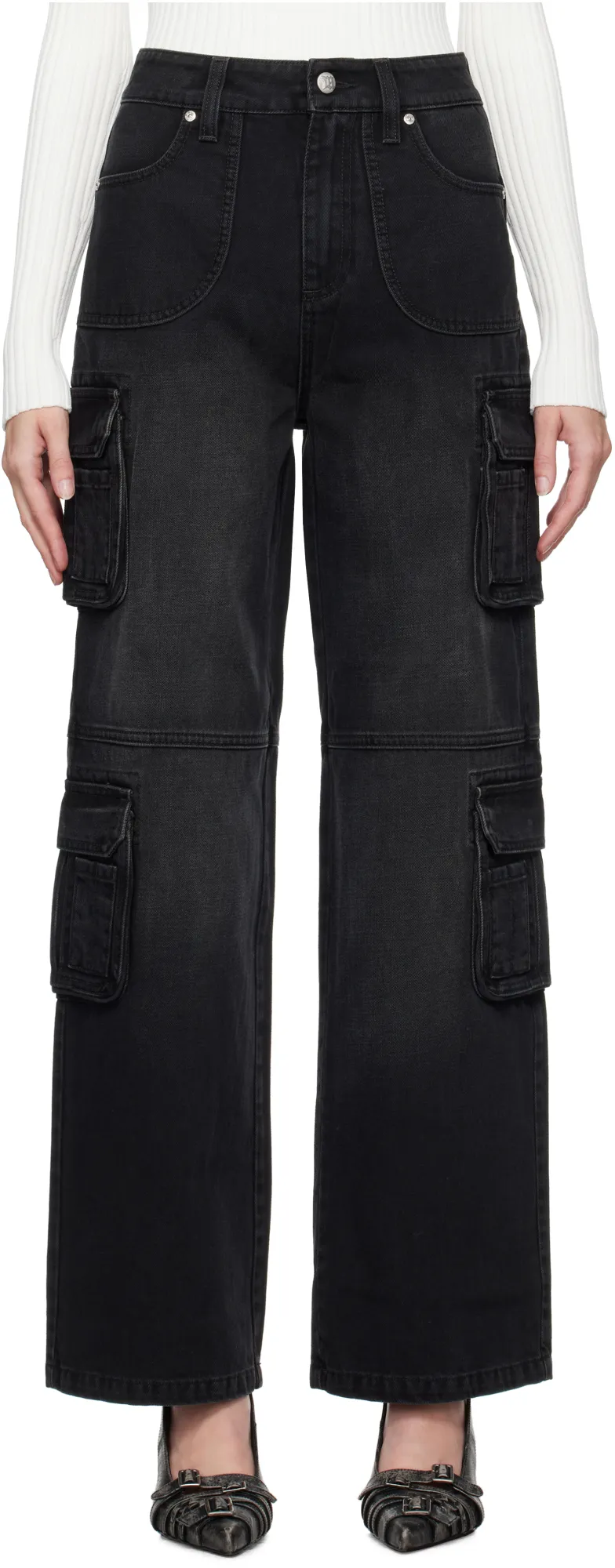 High-Waisted Cargo Jeans