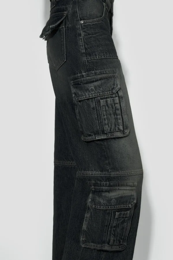 High-Waisted Cargo Jeans