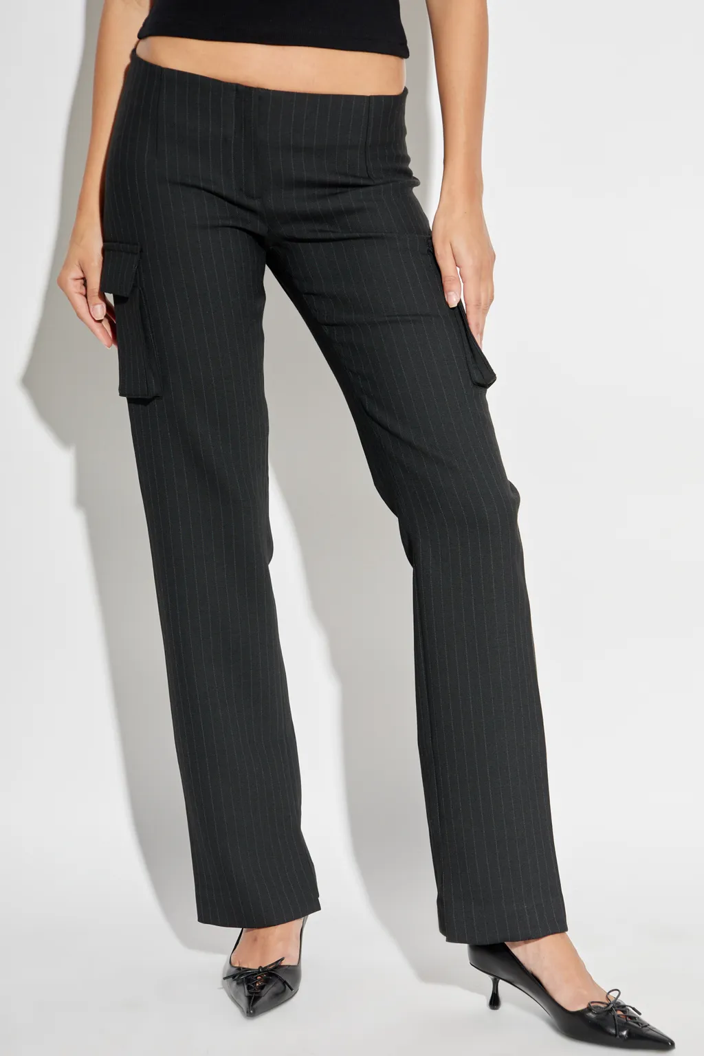 Pinstriped Straight Trousers