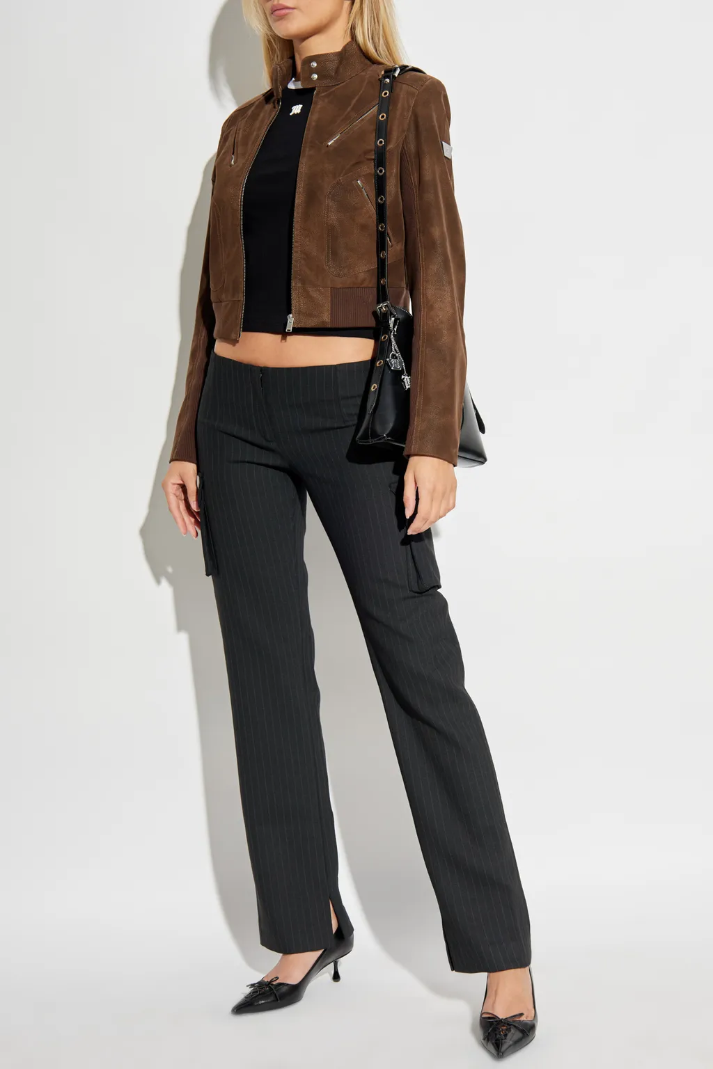 Pinstriped Straight Trousers