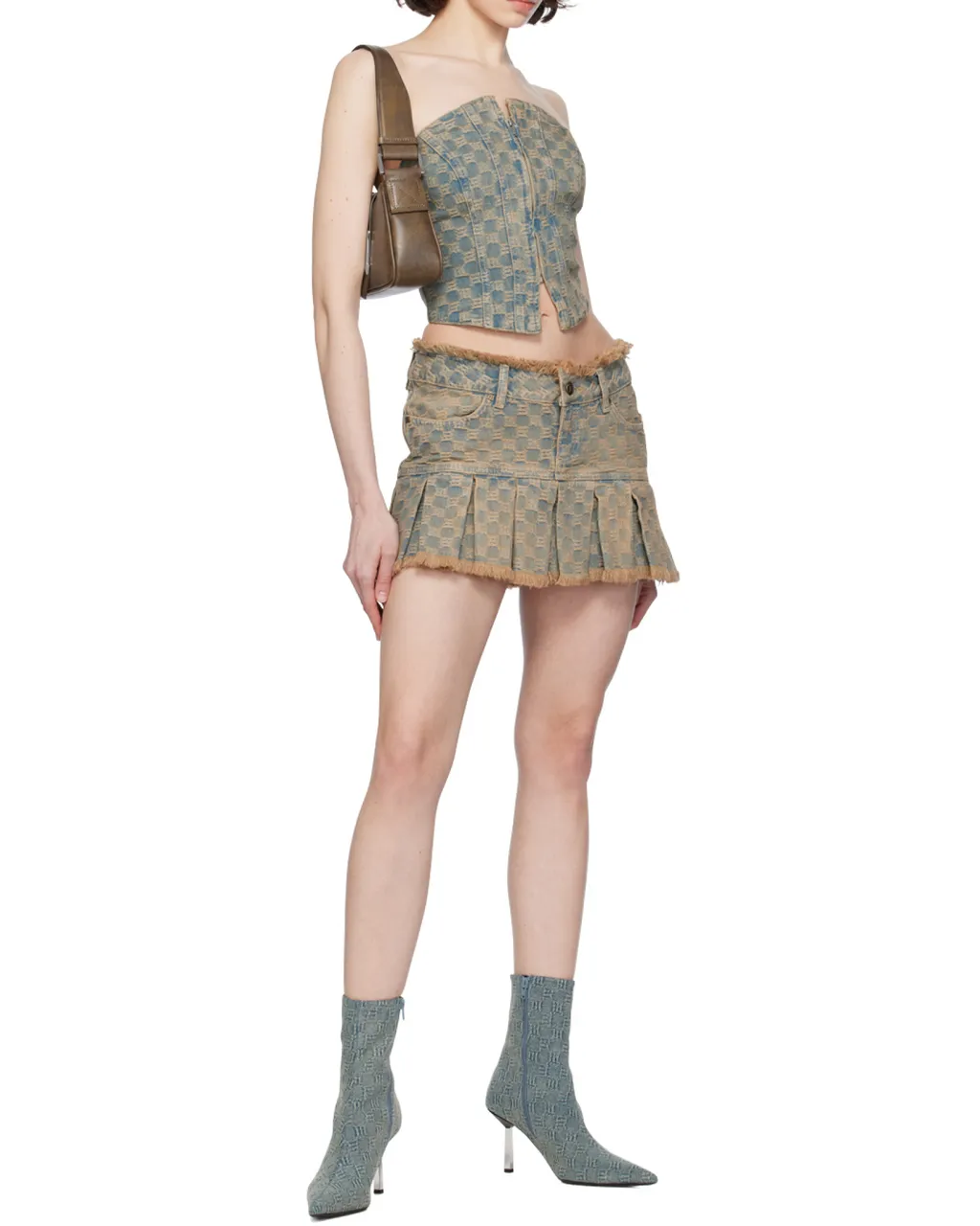 Monogram-Jacquard Denim Miniskirt