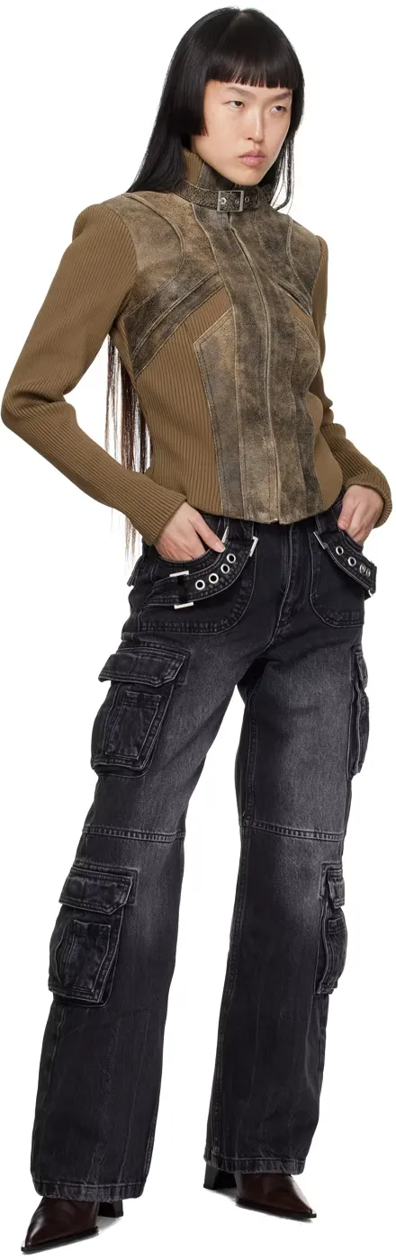 Cut-Out Straight-Leg Trousers