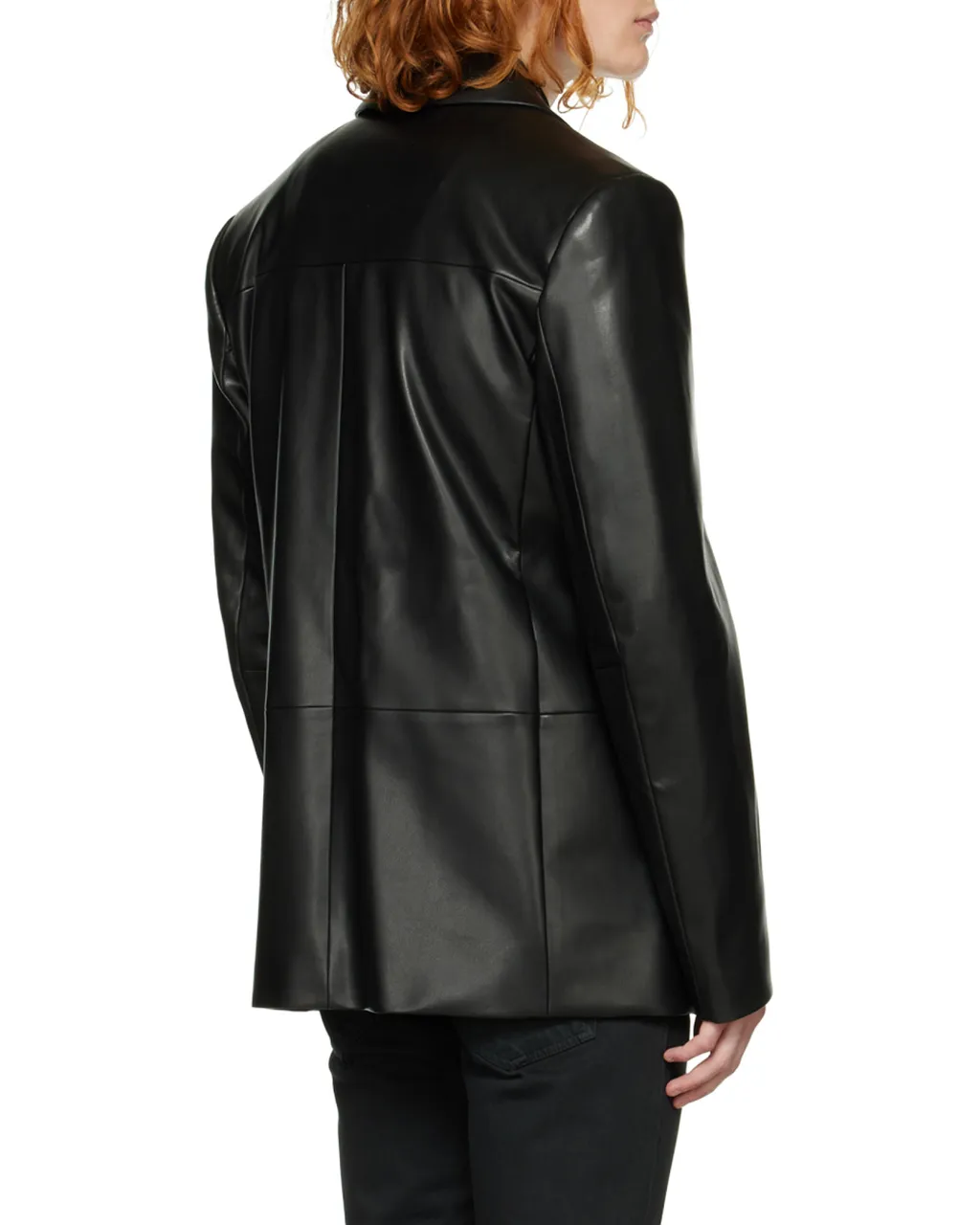 Button-Front Faux-Leather Jacket