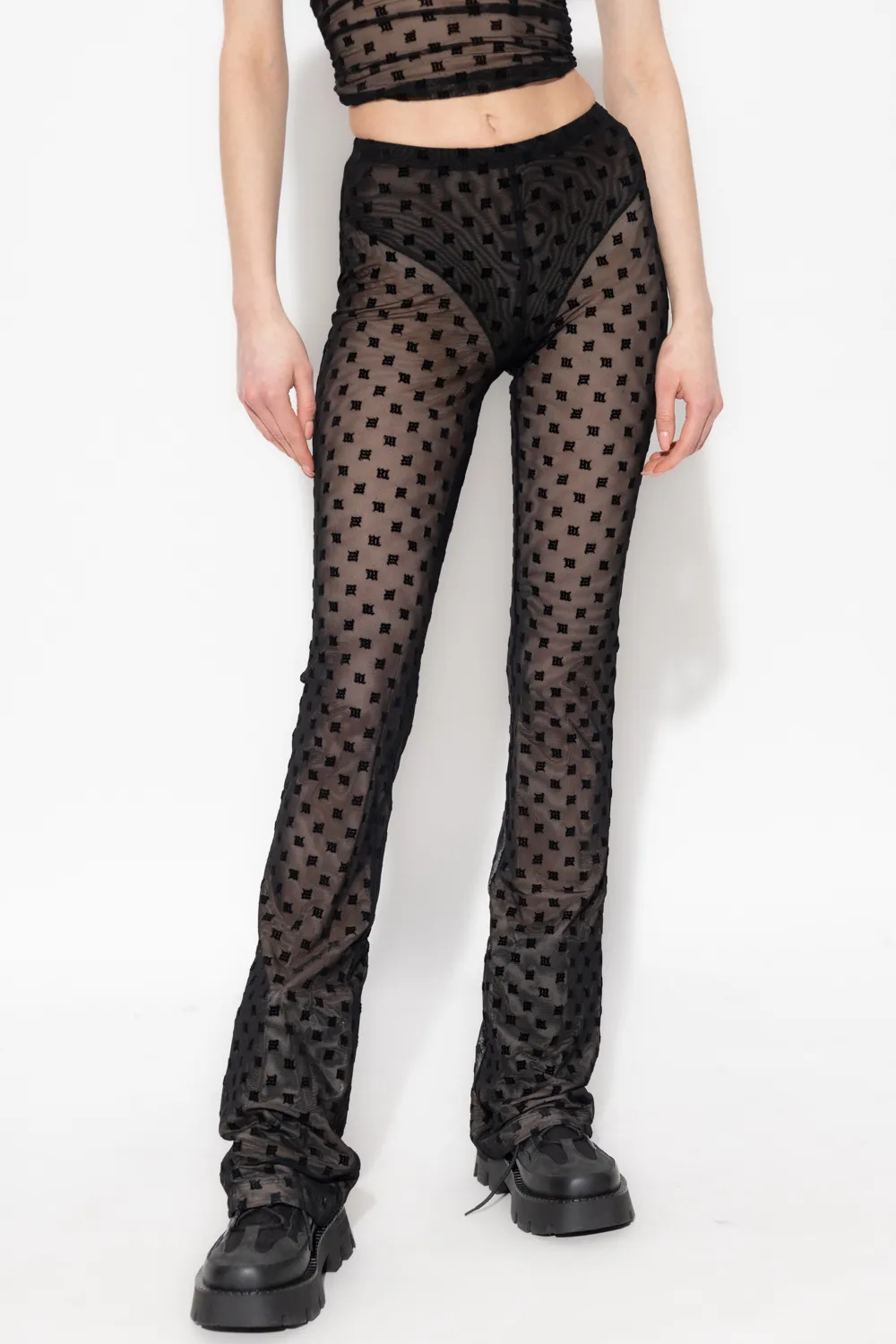 Flocked Monogram Sheer Trousers