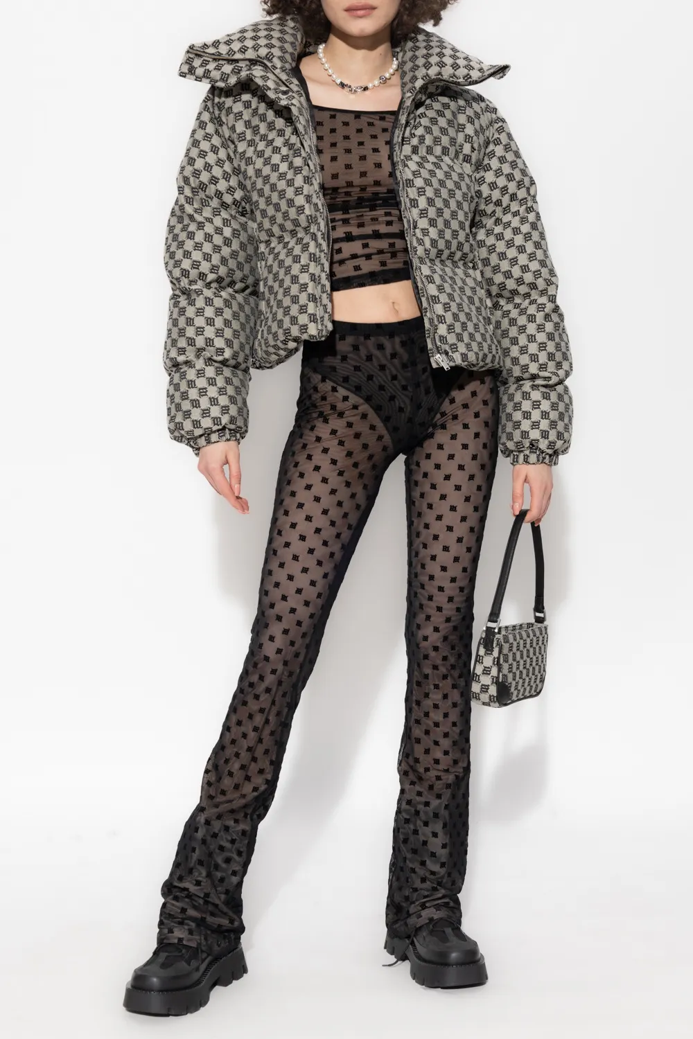 Flocked Monogram Sheer Trousers