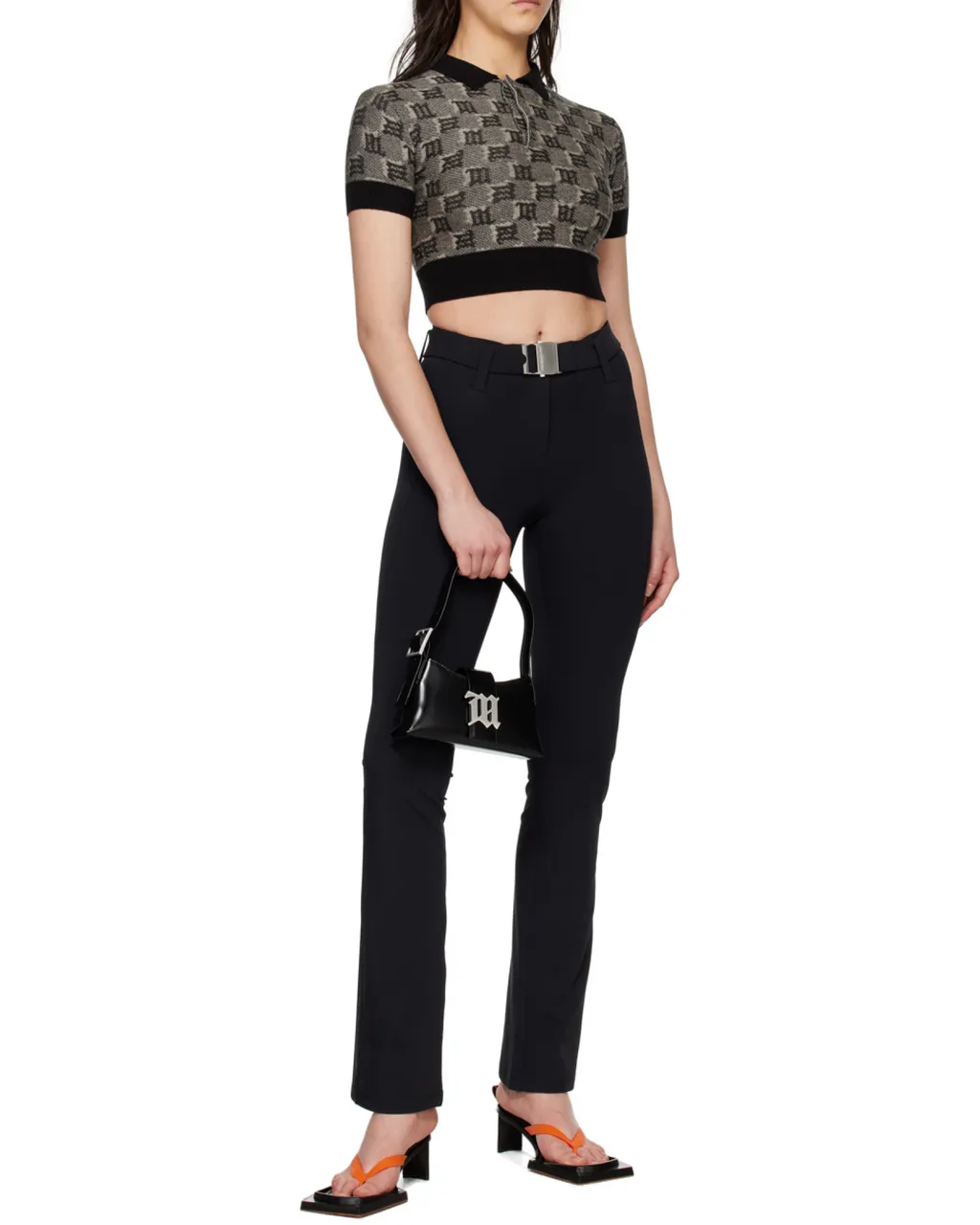 Flared Buckled-Waist Trousers