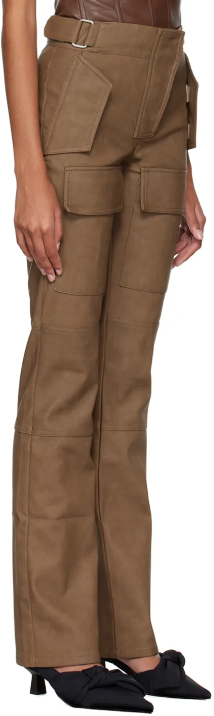 Leather-Effect Cargo Trousers
