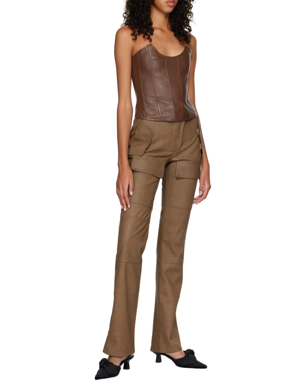 Leather-Effect Cargo Trousers