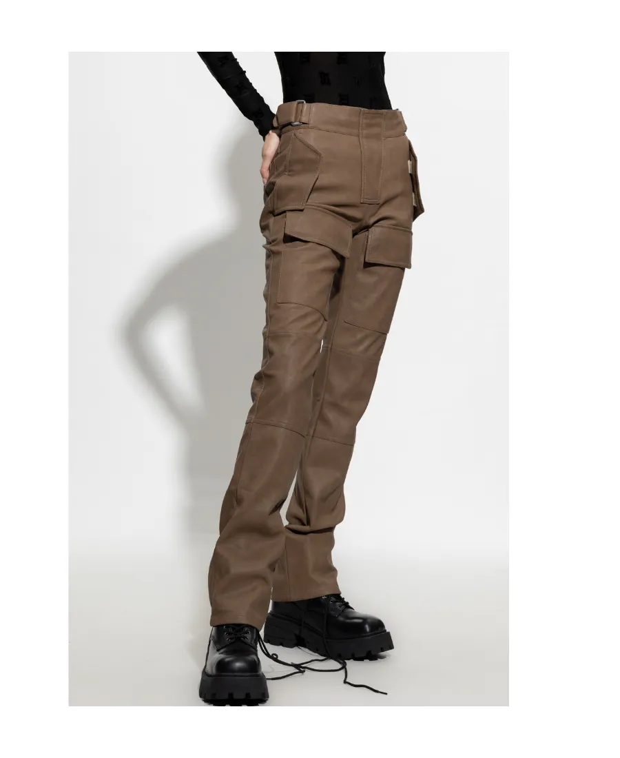 Leather-Effect Cargo Trousers