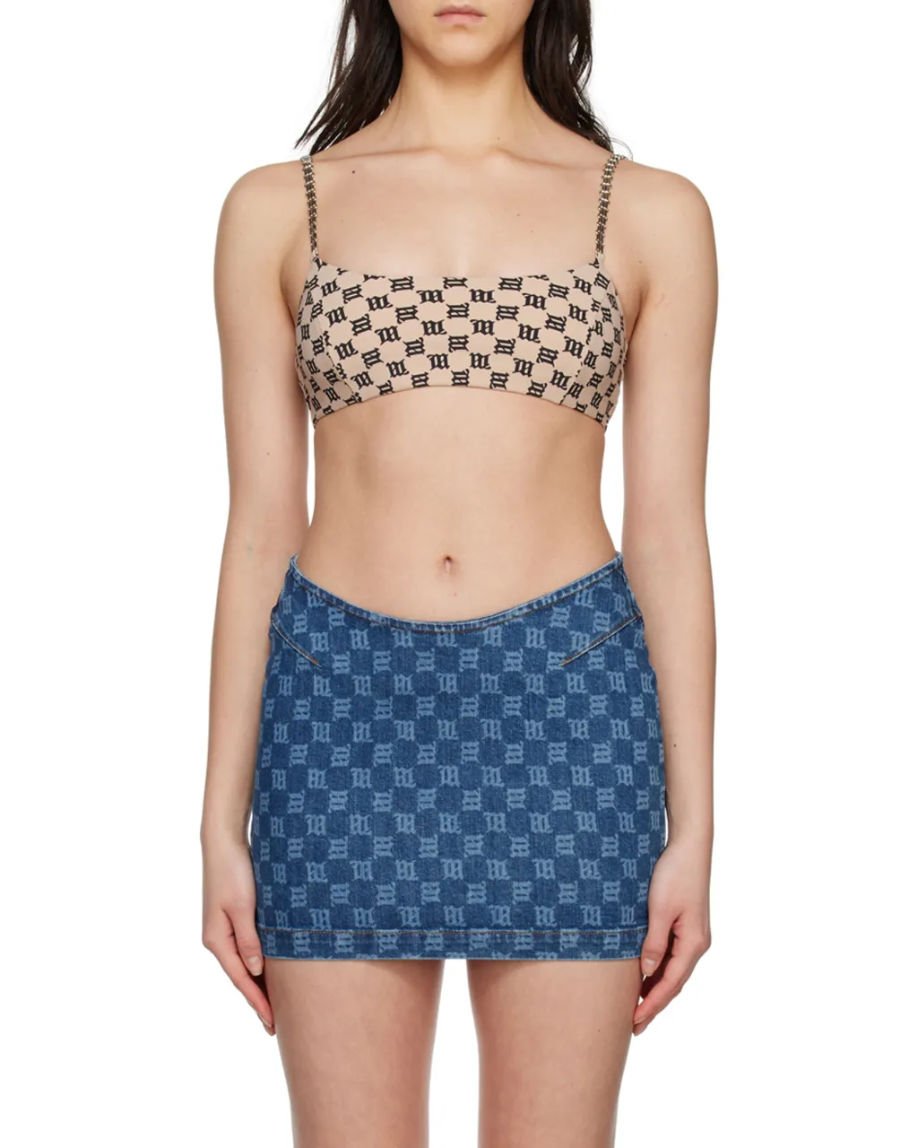 Monogram-Print Bralette Top
