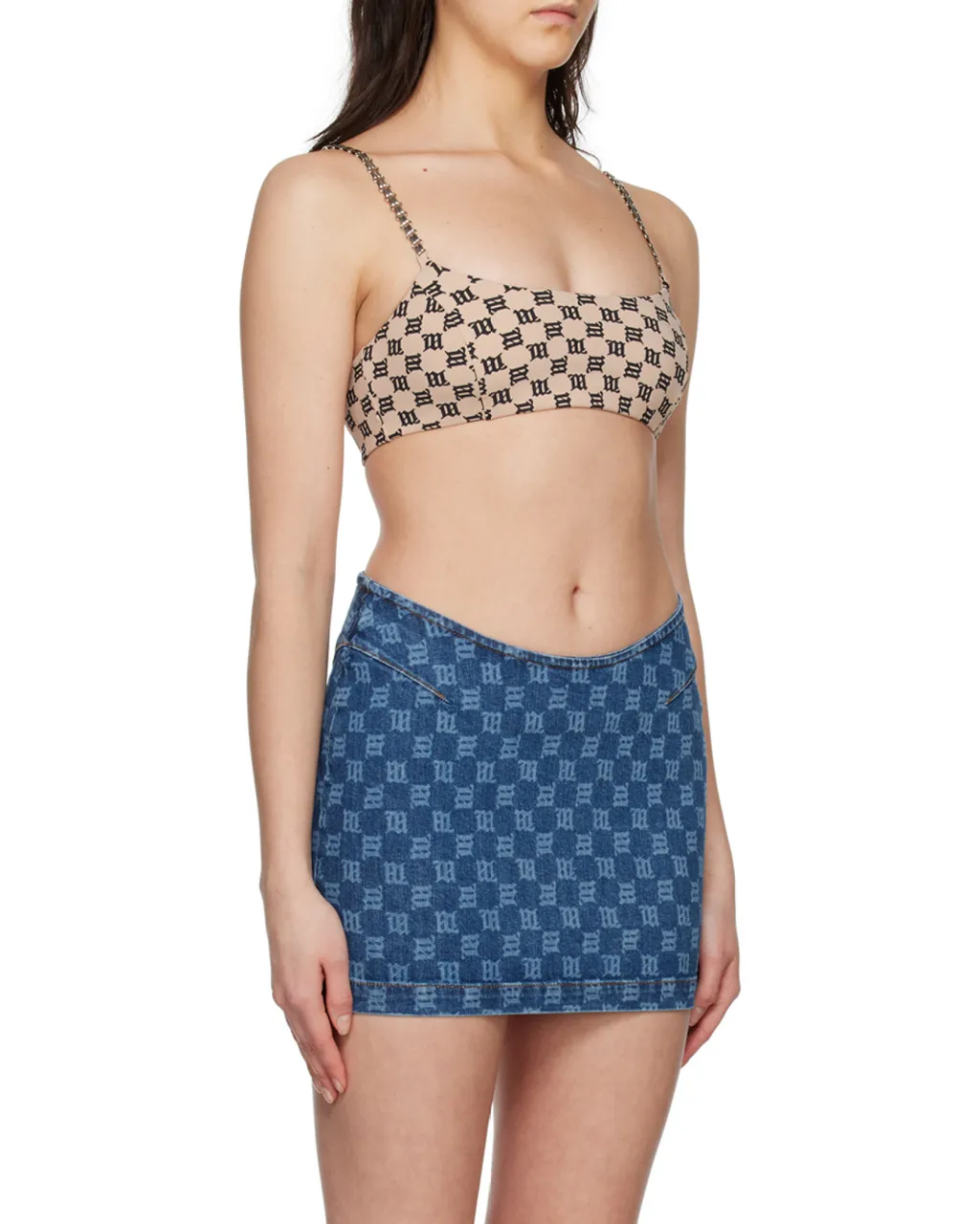Monogram-Print Bralette Top