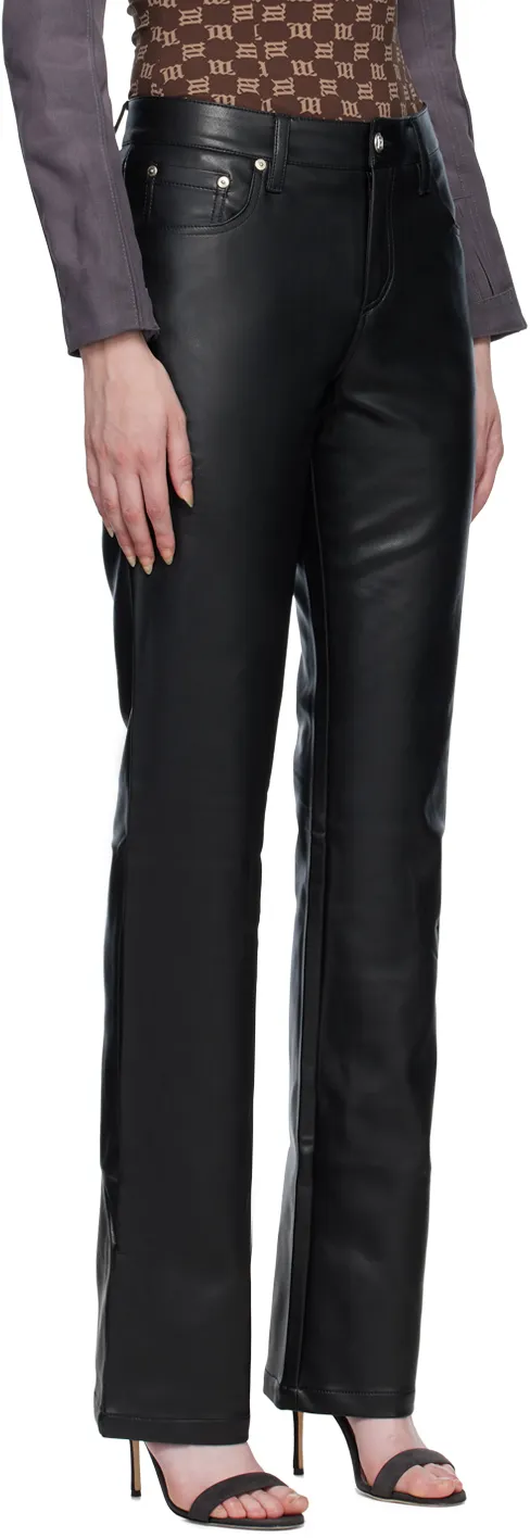 Faux-Leather Straight-Leg Trousers