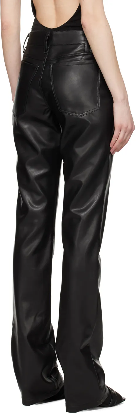 Faux-Leather Straight-Leg Trousers