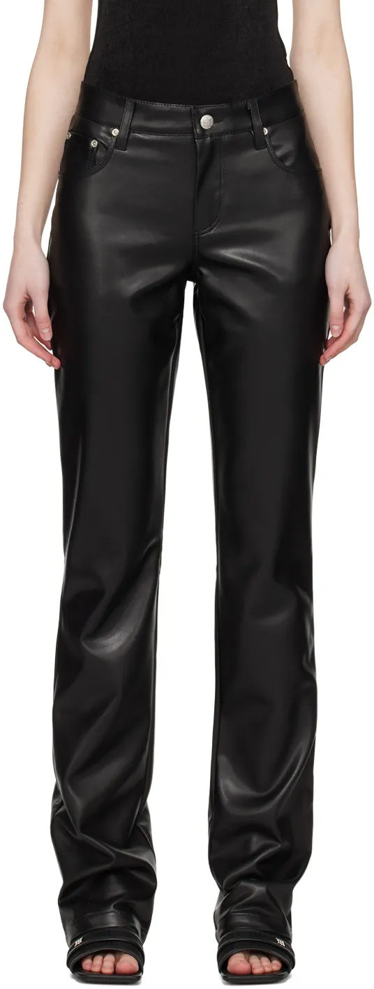 Faux-Leather Straight-Leg Trousers