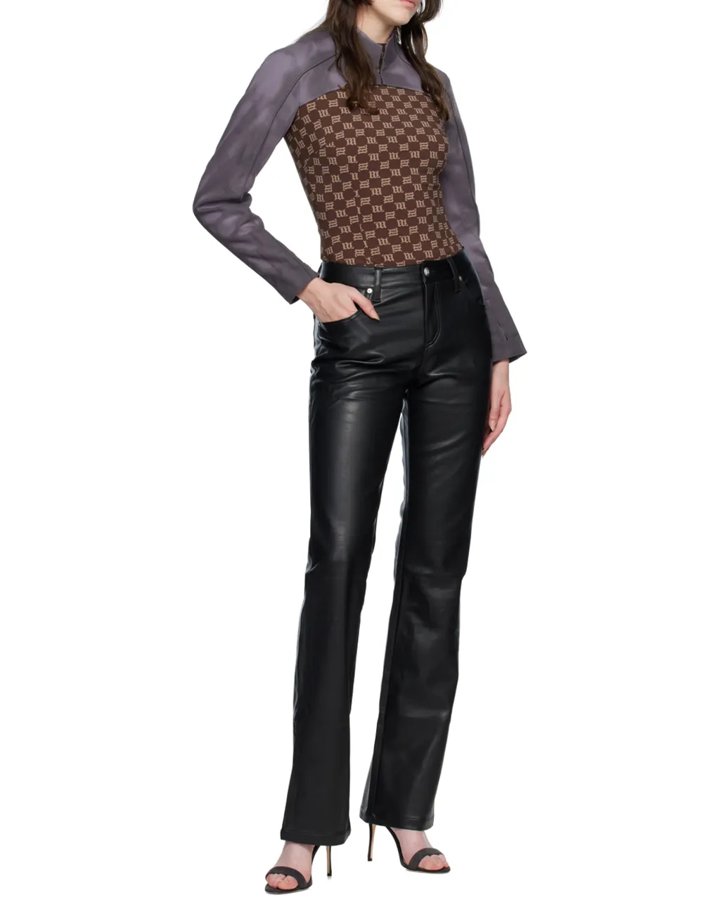 Faux-Leather Straight-Leg Trousers