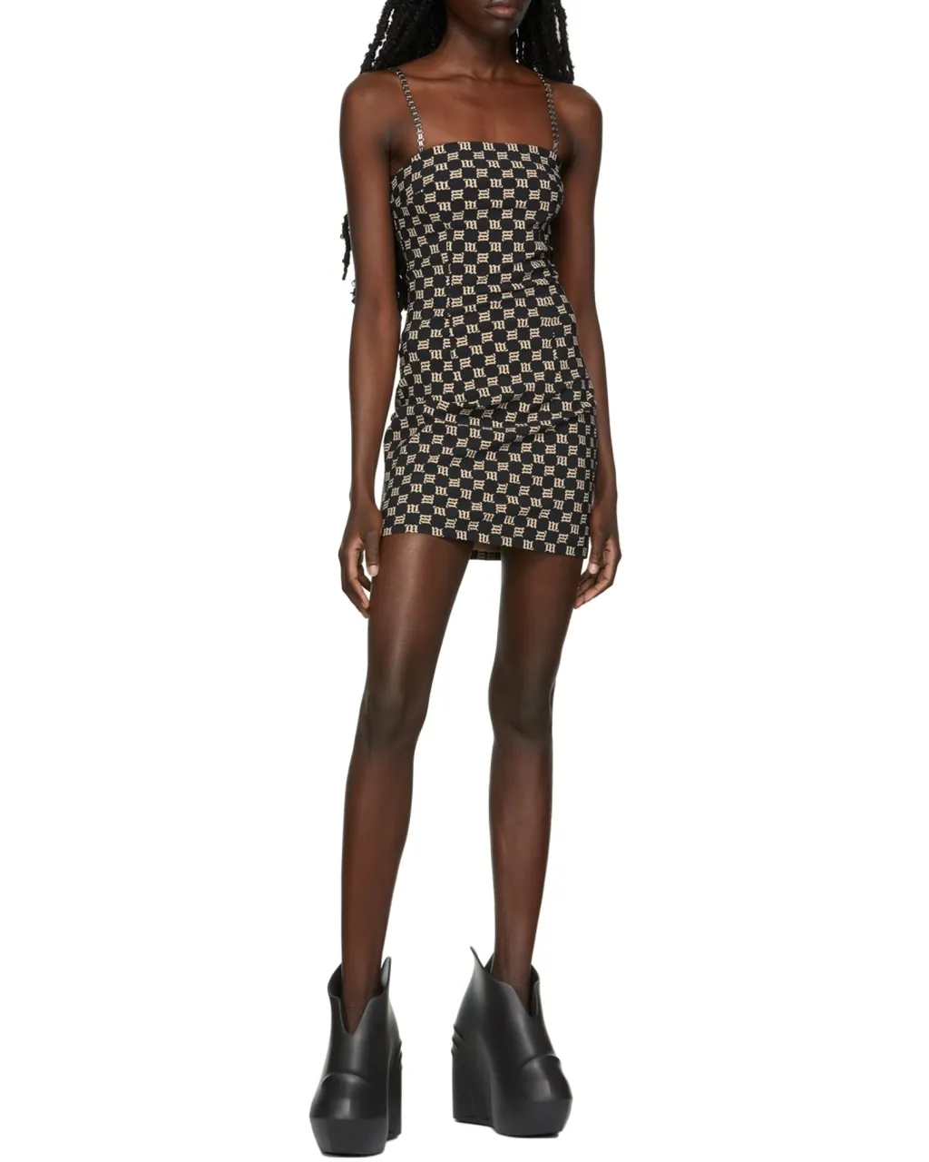 Monogram-Print Fitted Dress