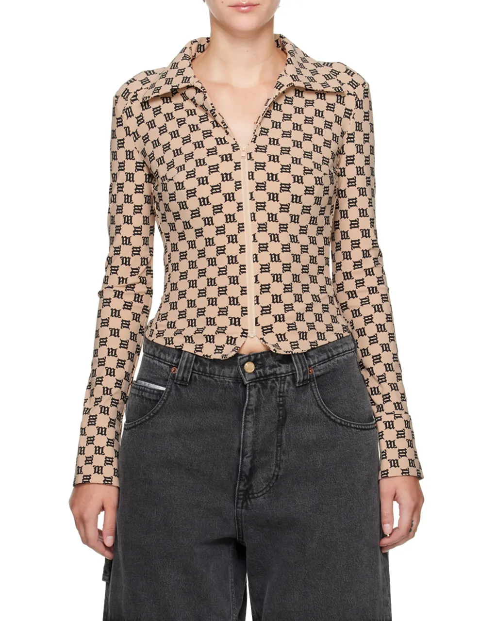 Monogram Pattern Long-Sleeved Top
