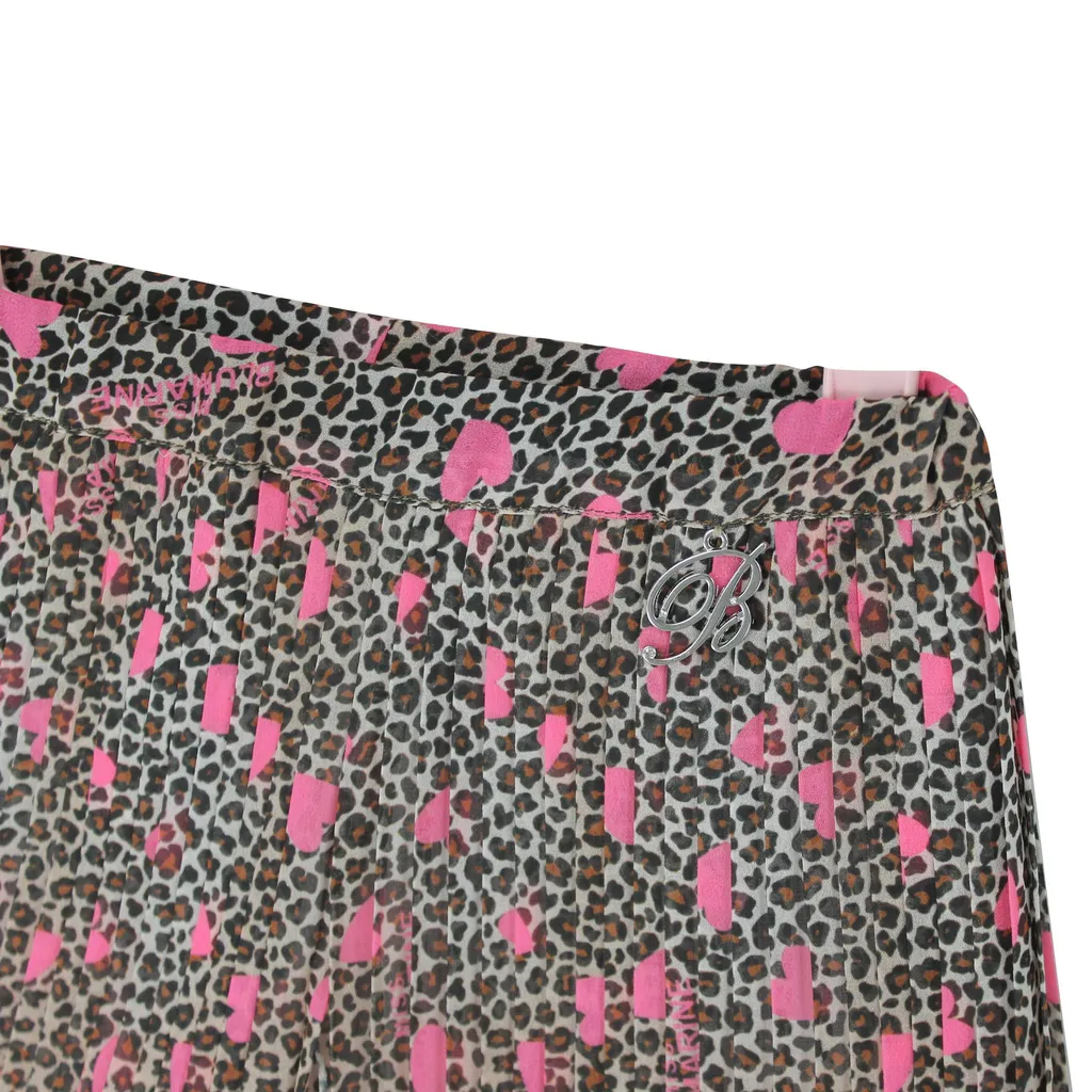 Pleated Pants With All-Over Animalier And Heart Print