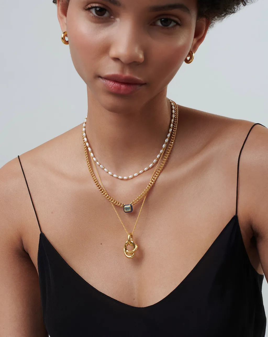 Stone-Detail Chain Necklace