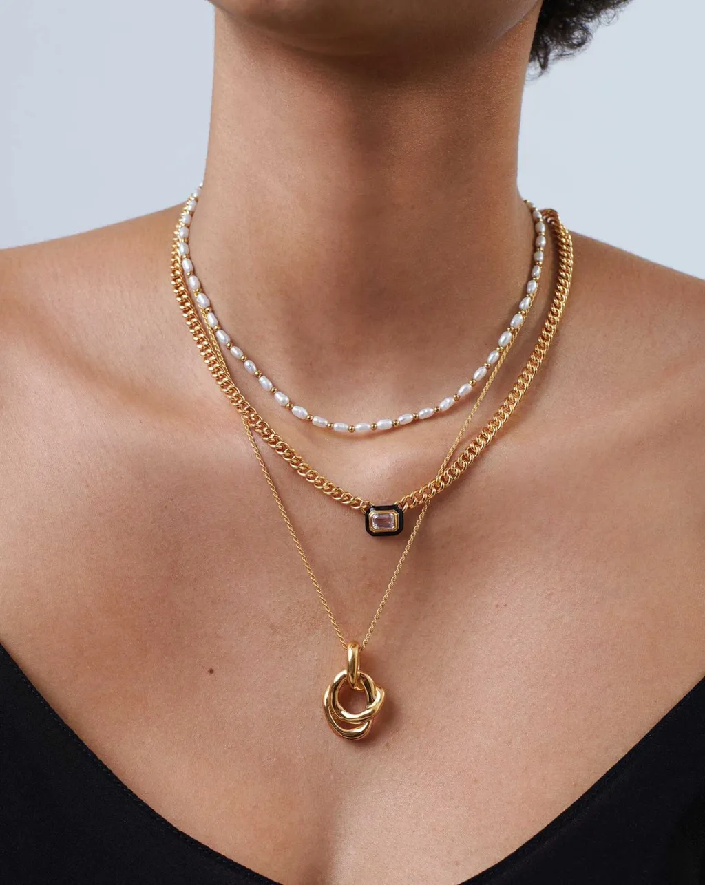 Stone-Detail Chain Necklace