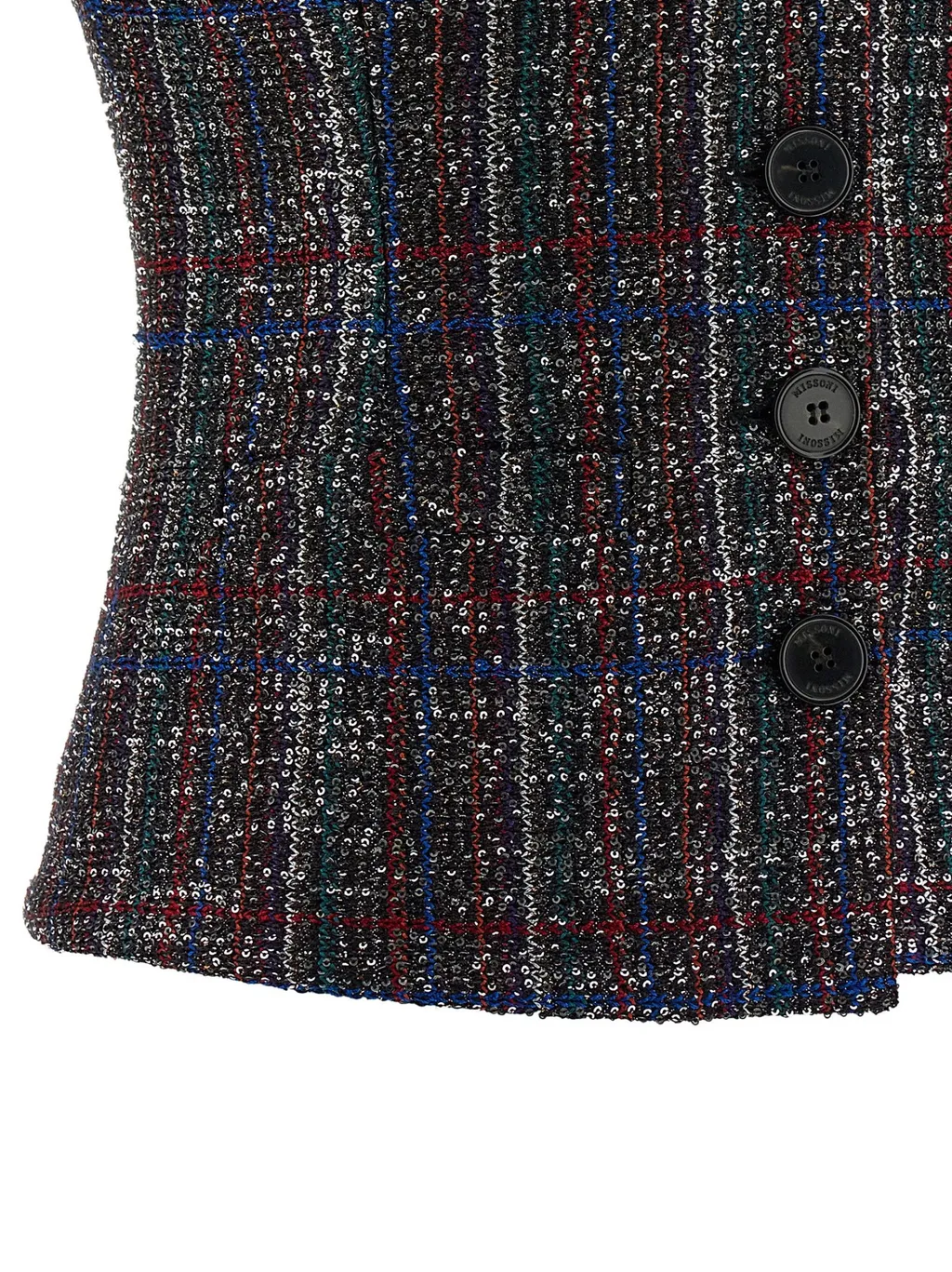 Sequin Embellished Tartan Vest