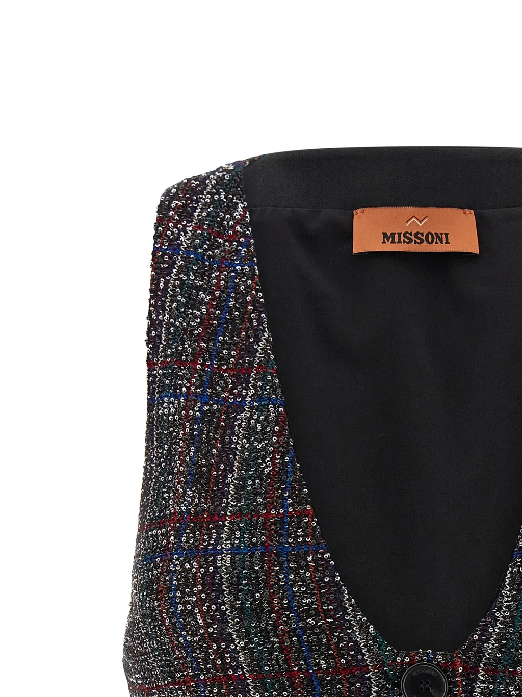 Sequin Embellished Tartan Vest