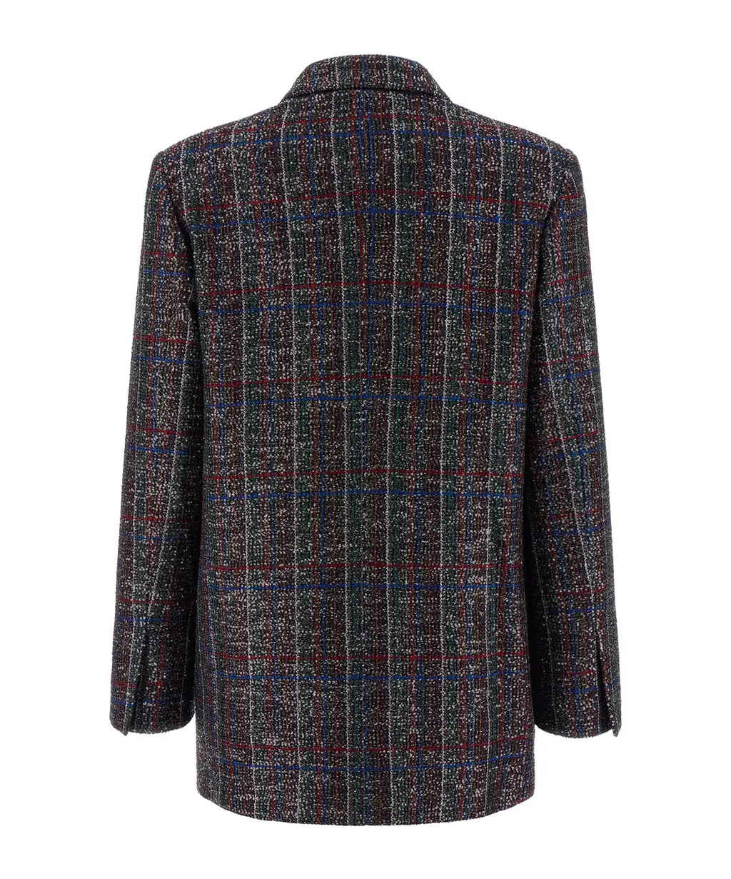 Sequin-Embellished Tartan Blazer