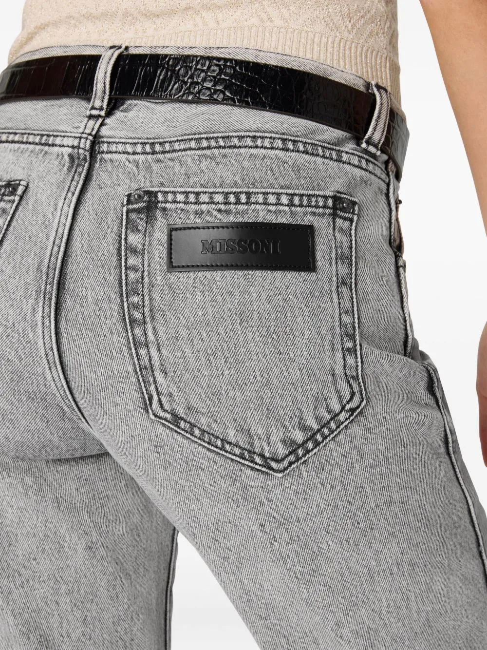Acid-Wash Logo-Plaque Jeans