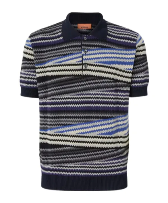 Striped Zig-Zag Polo Shirt