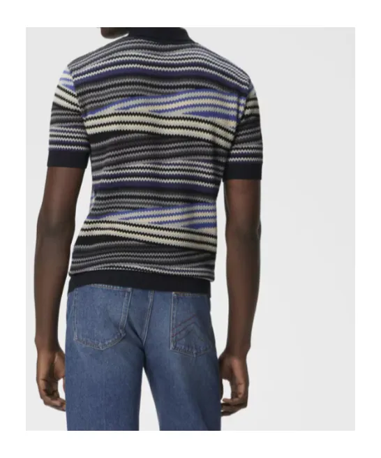 Striped Zig-Zag Polo Shirt