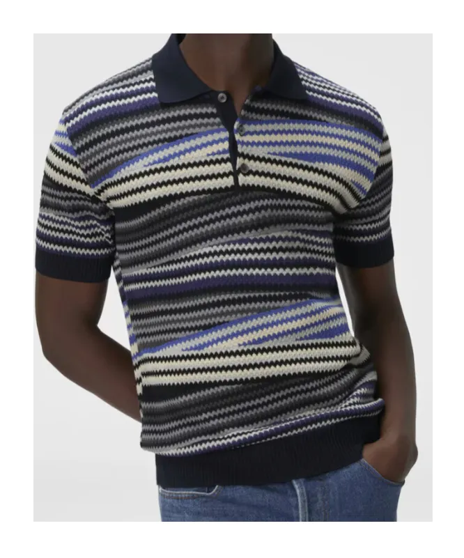 Striped Zig-Zag Polo Shirt