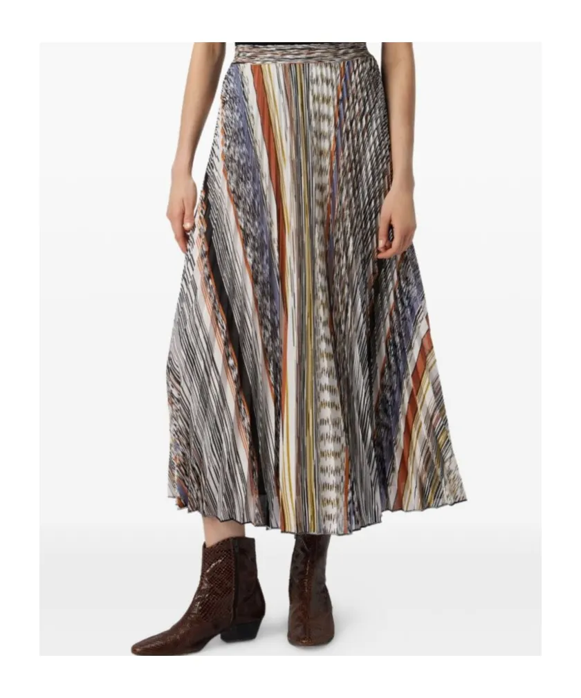 Pleated Knit Midi Skirt