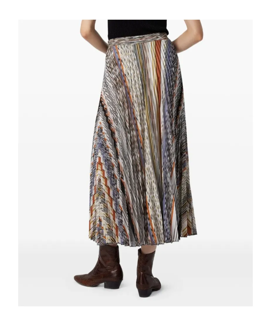 Pleated Knit Midi Skirt