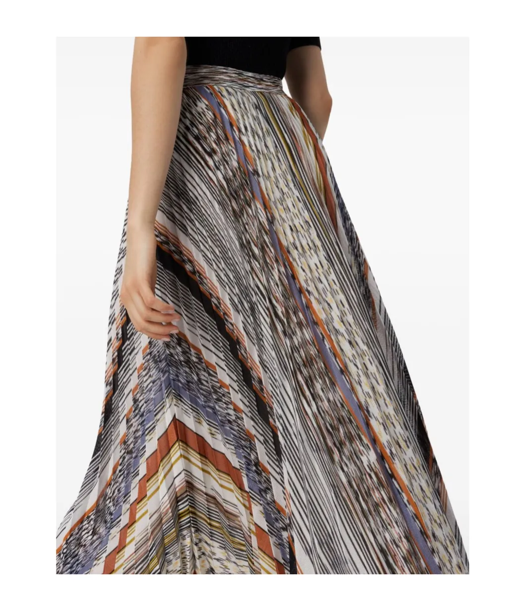 Pleated Knit Midi Skirt