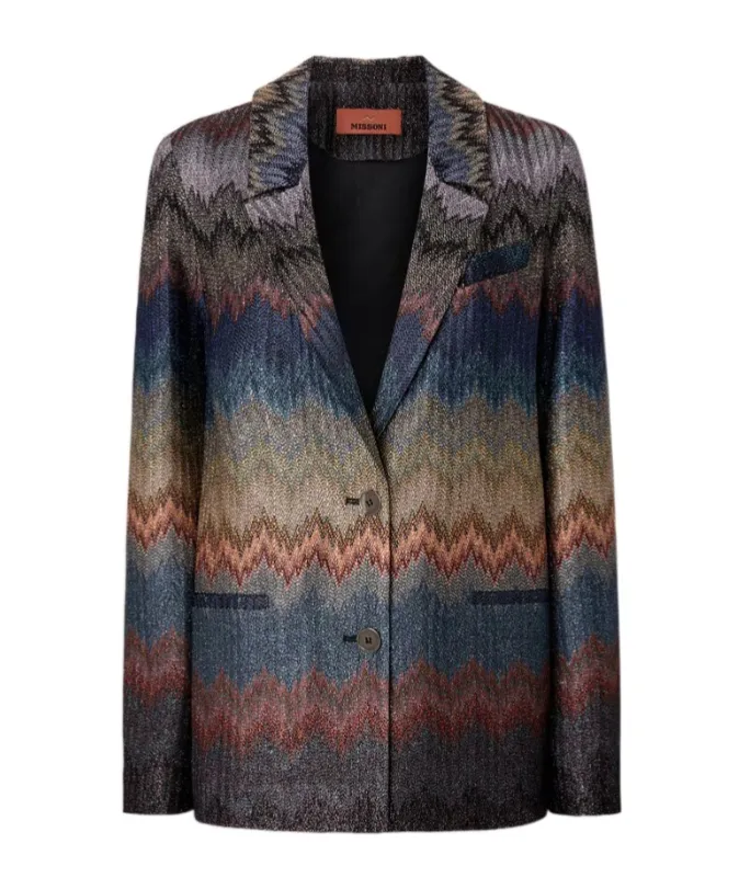 Glitter Printed Single-Breasted Blazer