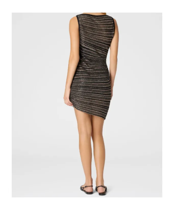 Lamé Stripes Boat Neck Mini Dress