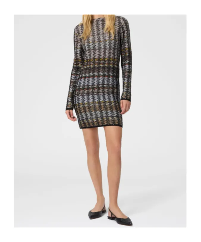 Crewneck Sequin-Embellished Mini Dress