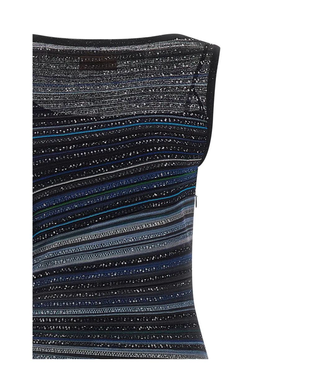 Sequin Striped Sleeveless Dress