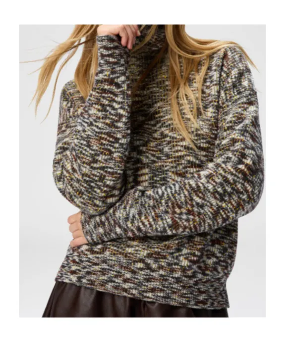 High-Neck Flame Knit Sweater