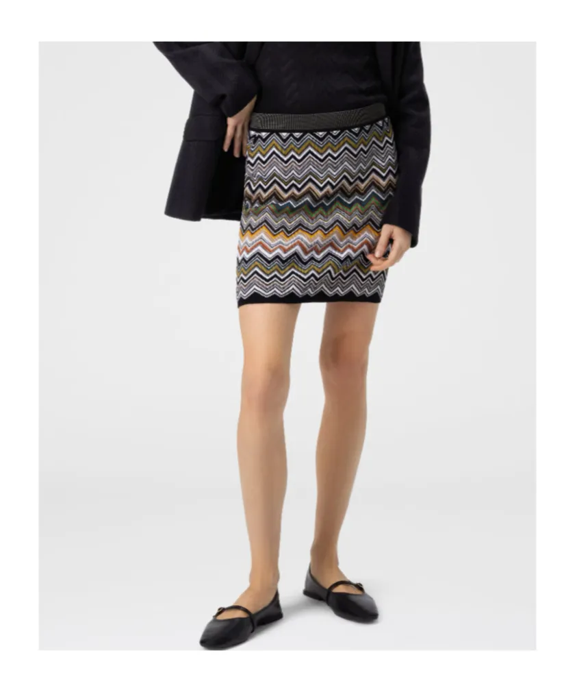 Zigzag-Pattern Mini Skirt