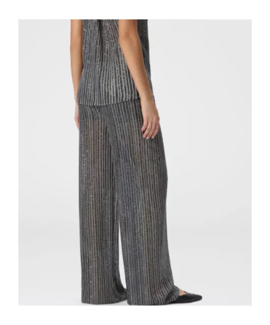 Sequins Embellished Elastic Waist Long Trousers