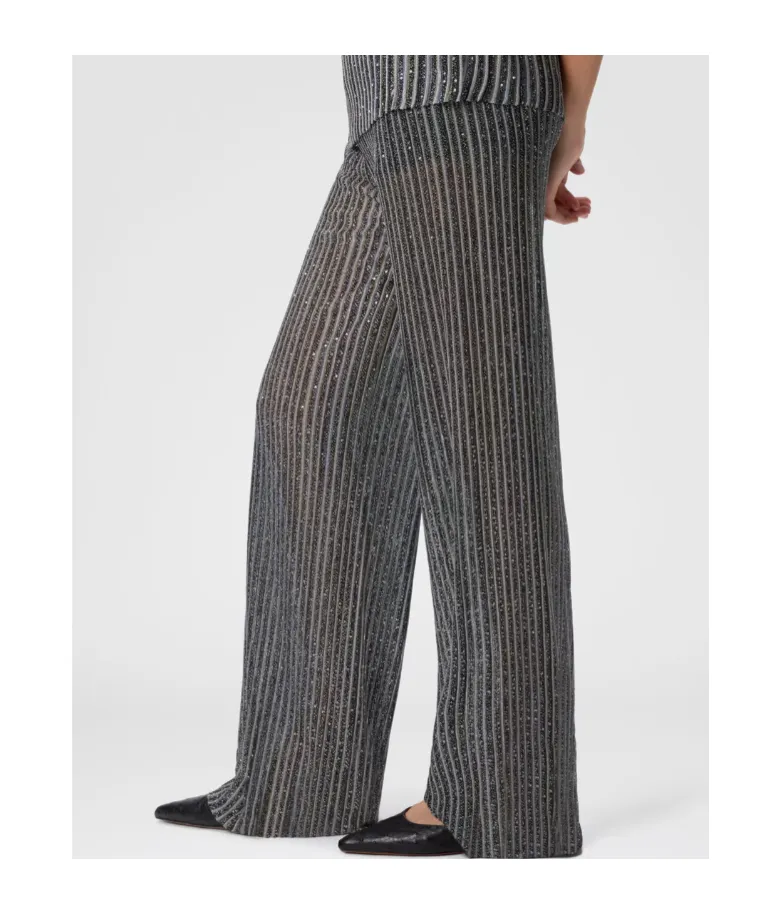 Sequins Embellished Elastic Waist Long Trousers