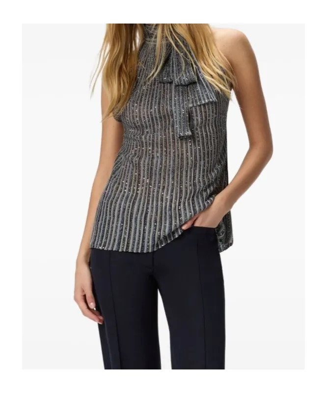 Sequin Striped Bow Top