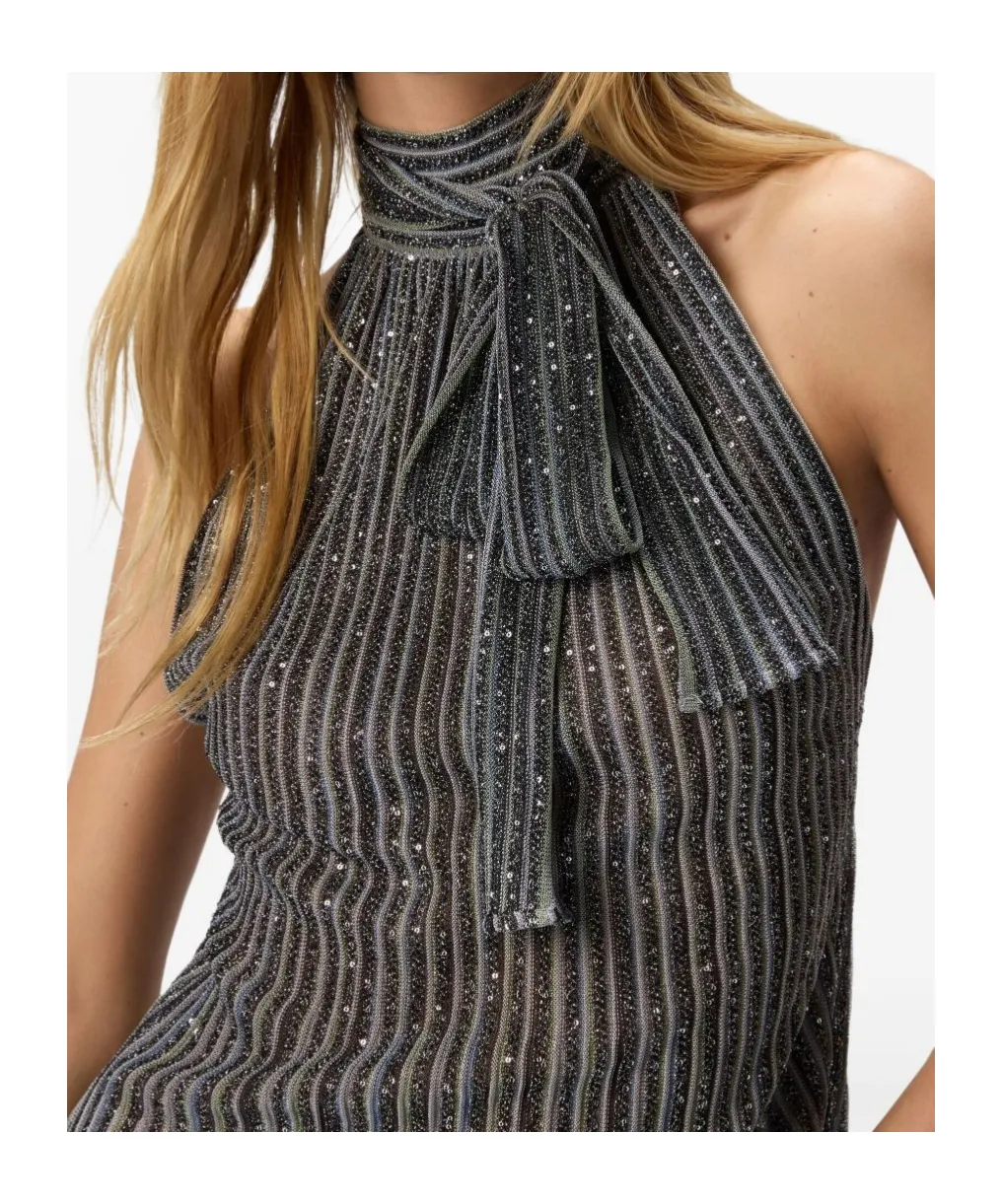Sequin Striped Bow Top