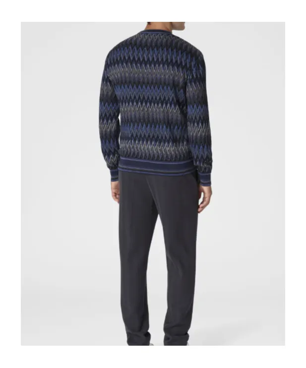 Crew Neck Sweater With 3D Zigzag Pattern